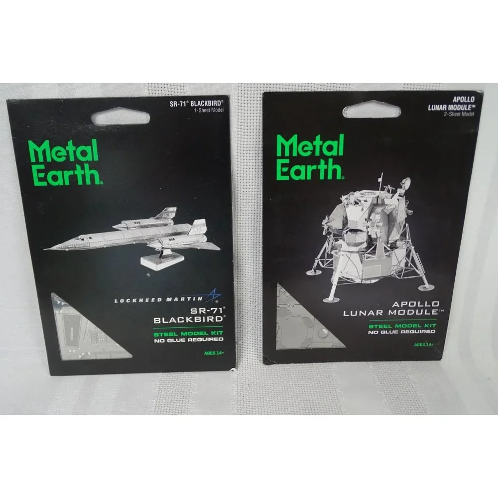 4 Metal Earth Model Kits Tractor Ferris Wheel SR-71 Blackbird Apollo Lunar Modul